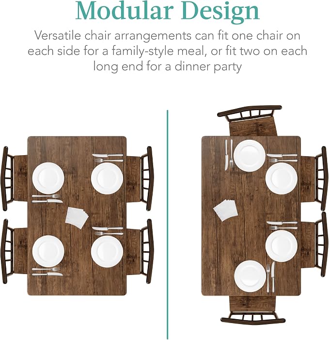 Best Choice Products 5-Piece Metal and Wood Indoor Modern Rectangular Dining Table Furniture Set for Kitchen, Dining Room, Dinette, Breakfast Nook w/ 4 Chairs - Drift Brown - Image 5
