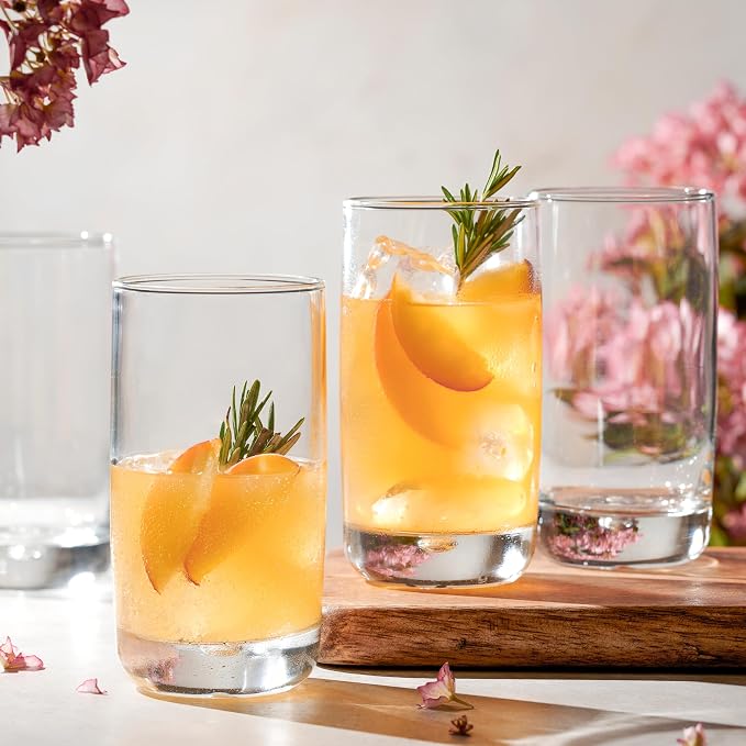 Set of 4 Highball Glasses 16 Oz Collins Cocktail Drinking Glass Cups, Bubble Base Glassware for Water, Juice, Cocktails, Beer Pint Glasses, Modern Basic Tumblers. - Image 3