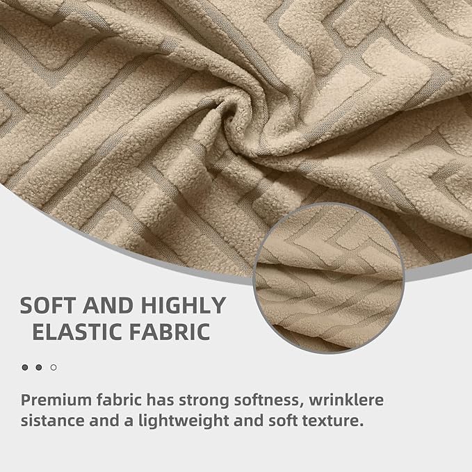 Promindfly Dining Chair Covers, 3D Jacquard Fabric Chair Covers for Dining Room, Anti-Scratch Chair Covers Set of 6, Stretch Washable Dining Chair Covers for Kitchen, Hotel - Image 3