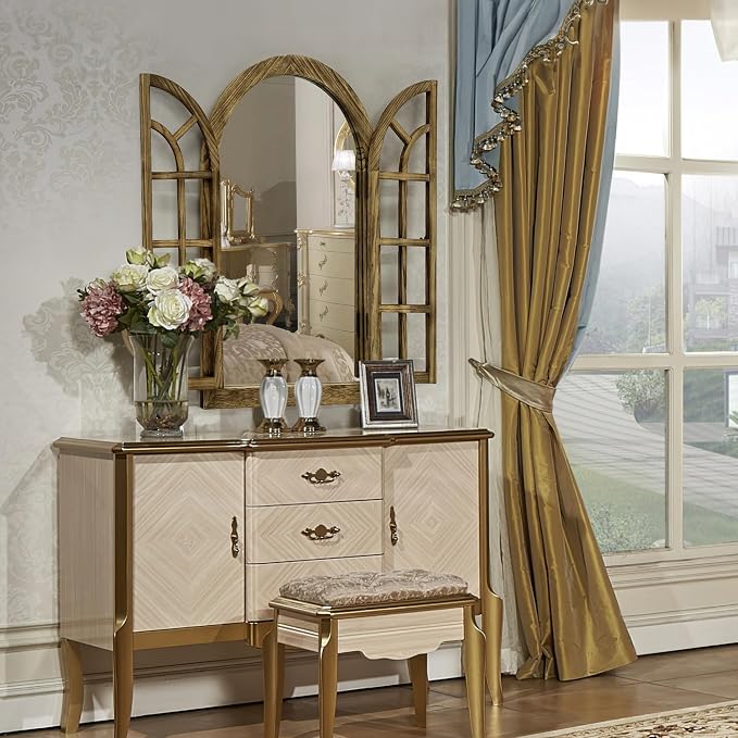 Window Mirrors for Wall Decor -Arched Wall Mirror Farmhouse Wall Decor Wood Frame Decorative Wall Mirrors Like Window for Bedroom, Living Room, Entrance, Dining Room - Image 6