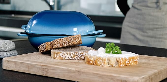 LoafNest: No-Knead Artisan Bread Kit. Incredibly easy! Cast Iron Dutch Oven [2 qt] and Perforated Non-Stick Silicone Liner.
