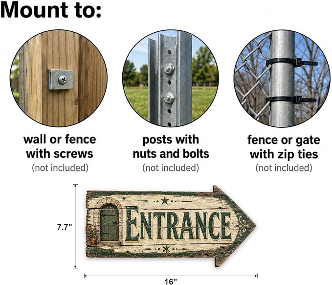 Entrance Right-Pointing Arrow Sign — Die-Cut Metal Directional Wall Decor | barnwood look, rustic, durable print, ready to hang - Image 3