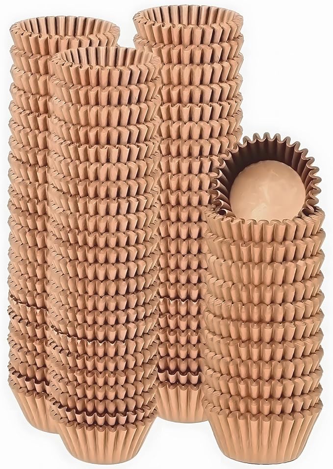 qiqee Natural Brown Cupcake Liners, 1000 Count, Mini Size by Qiqee