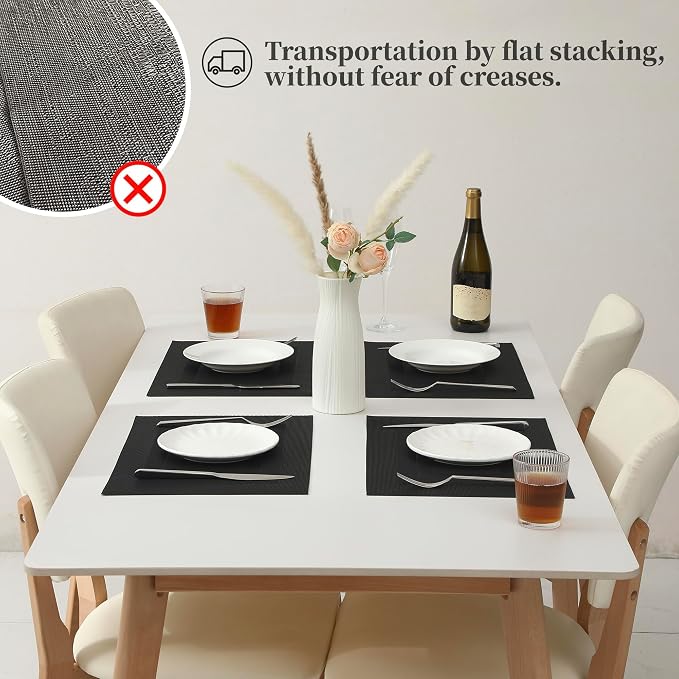 Leetaltree Black Frame Placemats Set of 24 - Heat Resistant Non-Slip Place mats for Dining Table, Washable Durable PVC Vinyl Woven Table Mats(Black Frame, 24) - Image 5