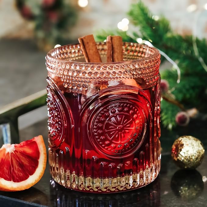 Ribbed Retro Arch Floral Rose Gold Drinking Glasses Set of 6, (10 oz) Vintage Glassware Set by Kate Aspen| Cocktail Glass Set, Juice Glass, Water Cups | Great Hostess Gift & Gift for New Home Owners - Image 2