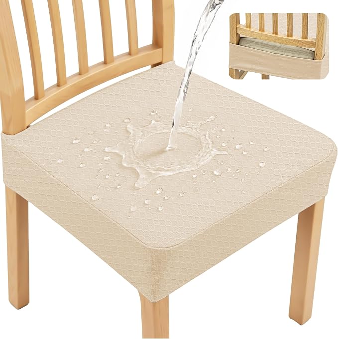 BIETYONE Waterproof Dining Chair Covers, Stretch Seat Protector, Washable | 4 Pack, Waterproof, Spill Resistant, Washable, Stretch Fit, Easy Clean Chair Protector by BIETYONE