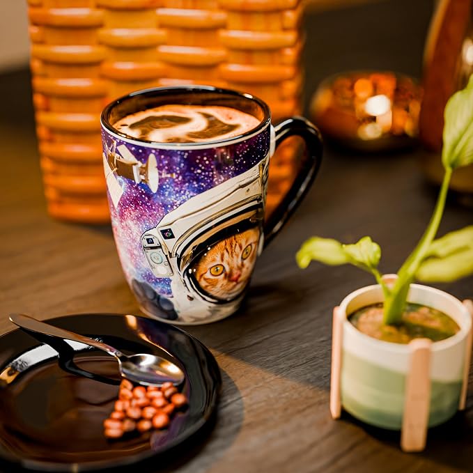 Color Changing Astronaut Cat Coffee Mug 15oz – Heat Sensitive Space Cup with Galaxy Reveal – Funny Novelty Gift, Magic Mug, Unique Cosmic Collectible and gift for Cat Lovers, Christmas & Birthday - Image 4