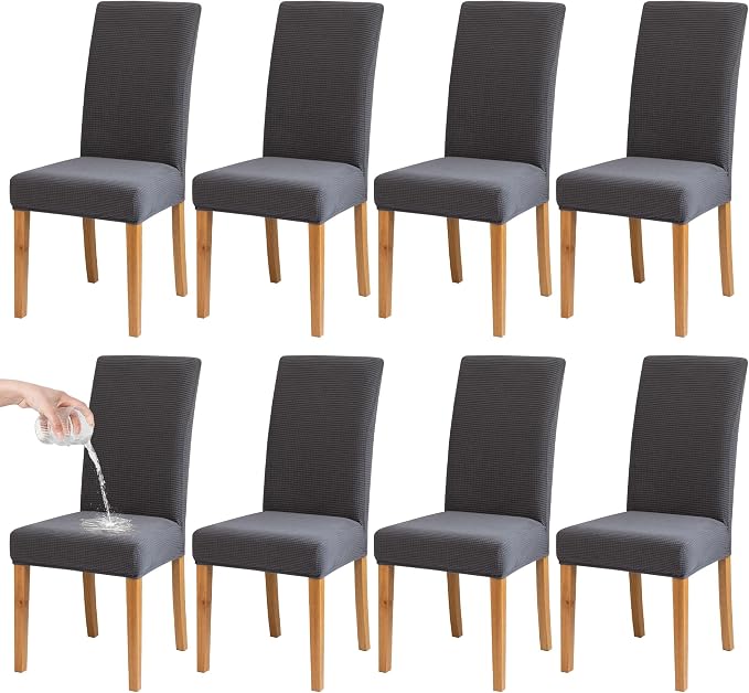 BIETYONE Waterproof Dining Chair Covers, Stretch Seat Protector, Washable | 8 Pack, Waterproof, Stretch Fit, Washable, Spill Resistant, Soft, Dining Chair Covers, Seat Protector by BIETYONE