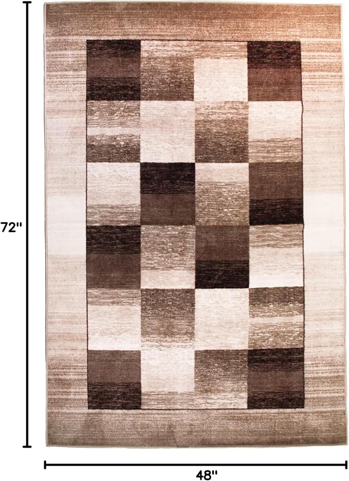 Superior Indoor Non-Slip Area Rug, Rustic Floor Decor, Color Block Rug for Living Room, Bedroom, Office, Kitchen, Dining, Washable Rugs, Foam Back, Lockwood Collection, 4' x 6', Chocolate - Image 3