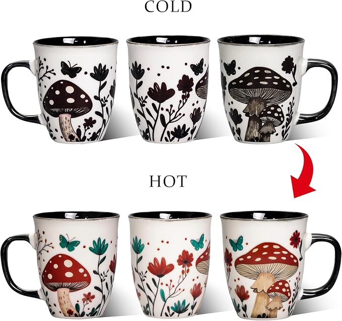 Mushroom Coffee Mug - Heat Changing Tea Mugs for Women Men, 16oz Ceramic Color Changing Cup, Gifts for Mothers Day Christmas - Image 5