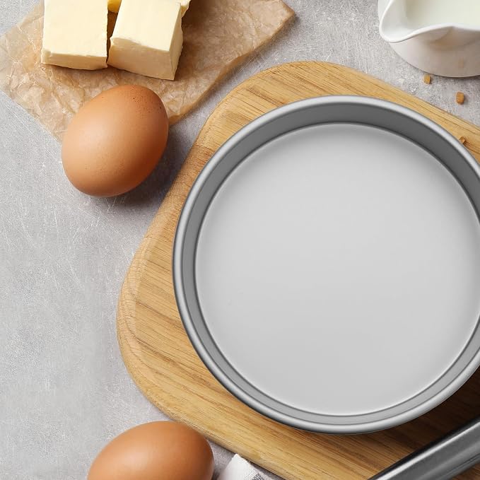 7 x 4 Inch Round Cake Pans, Set of 2 Anodized Aluminum Cake Pans Baking Tins - Image 2