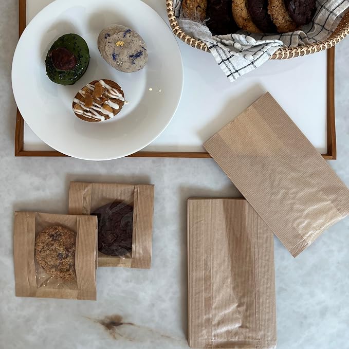 100 Pcs cozymomdeco Korean Made Bakery Bags with Window, Paper Sandwich Bags, Donut To Go, Bakery for Treat, Snack, Cookie Packaging,Pastry Bags (Brown) (Small) - Image 7
