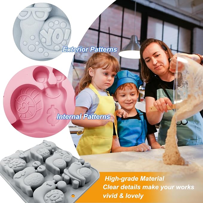 2 Pack Snail Silicone Molds 6 Cavity 3D Cartoon Snail Themed Baking Mould Tray for Animal-Themed Party Chocolate Cake Topper Jello Ice Cube Dessert Mousse Pastry Handmade Soap Crayons - Image 4