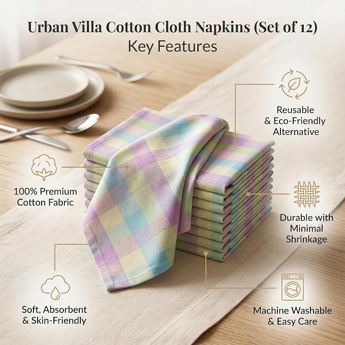 Urban Villa Cloth Napkins Cotton 20x20 (Set of 12) Lagyp - Image 2