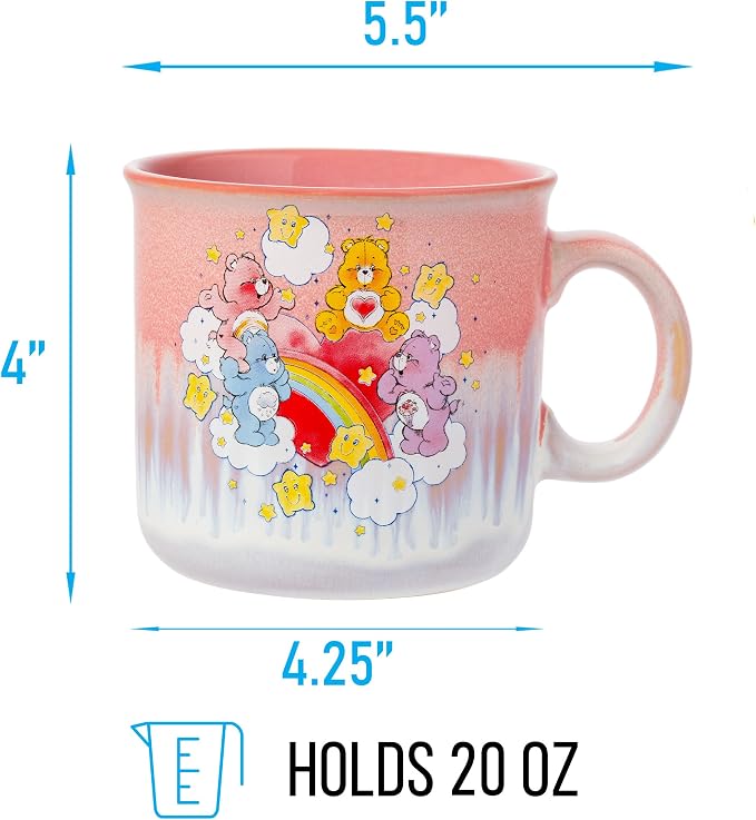 Silver Buffalo Care Bears Rainbow Stars, Reactive Glaze Camper Mug, 20oz | Grumpy and Share Bear, Ceramic, Tenderheart, Cheer, 0.59 Liters - Image 2