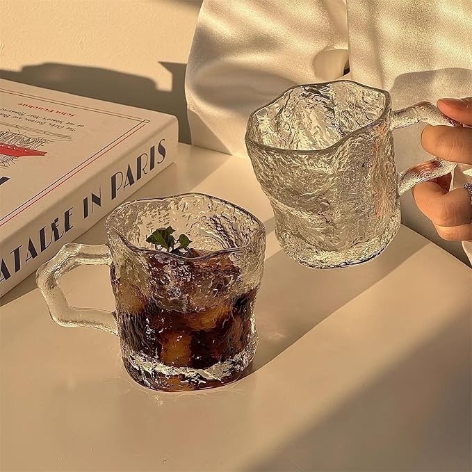 Glass Tumblers Glass Cups with Handle for Water Milk Juice Coffee Kitchen Glassware(Amber) - Image 4