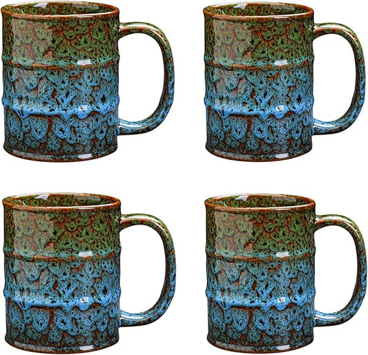 Coffee Mug,20 Oz Coffee Cups Ceramic Tea Cup Large Coffee Mug for Office and Home - Dishwasher and Microwave Safe Novelty Coffee Mug(4, Green and Blue) by LGQ
