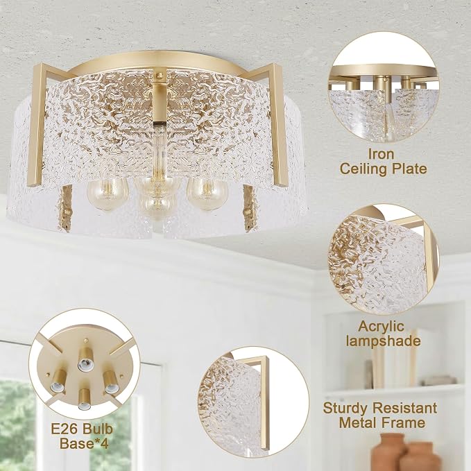 Bektas Semi Flush Mount Ceiling Light, Hallway Light Fixture,Entryway Light,Modern Bedroom Lampe,Metal Light Fixtures,Lighting Fixture Flush Mount for Kitchen Bathroom Dining Room ETL Listed - Image 7