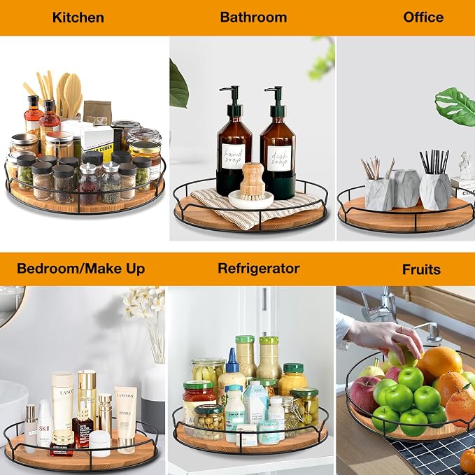 Lazy Susan Turntable Organizer for Cabinet Pantry Kitchen Countertop Computer Cupboard, 14 inch - Image 4