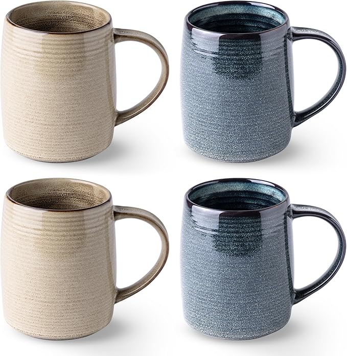GBhome Large Coffee Mugs Set of 4, 18oz Handmade Ceramic Coffee Mugs Set with Gradient color for Latte/Tea/Beer/Hot Cocoa, Dishwasher & Microwave Safe, Multi-Color by GBhome