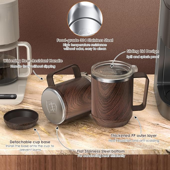 Felibeaco Coffee Mug Warmer &Mug Set for Desk, Smart Coffee Cup Warmer with 16oz Heated Mug, Cup Heater with Auto Shut Off for Office/Home, Coffee Gifts for Men&Women, for Dad, Wood - Image 6