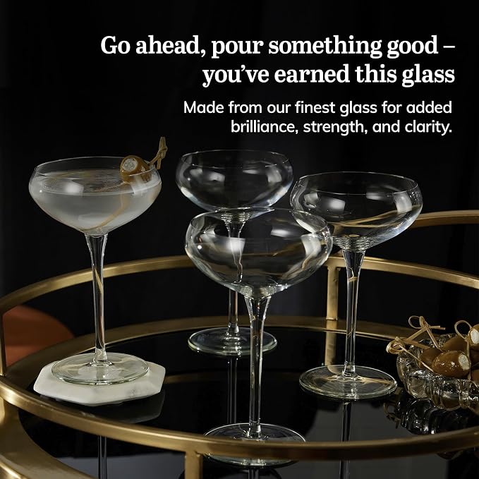 Libbey Signature Kentfield Coupe Cocktail Glasses Set of 4, Classic Tall Stemmed Glass Cup, Champagne Coupe Glasses Gift Set for Weddings, Birthdays - Image 7