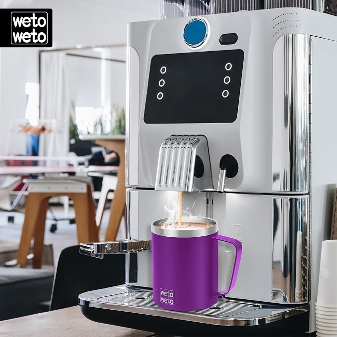 WETOWETO 14 oz Coffee Mug, Vacuum Insulated Camping Mug with Lid, Double Wall Stainless Steel Travel Tumbler Cup, Coffee Mugs Outdoor, Powder Coated Purple - Image 5