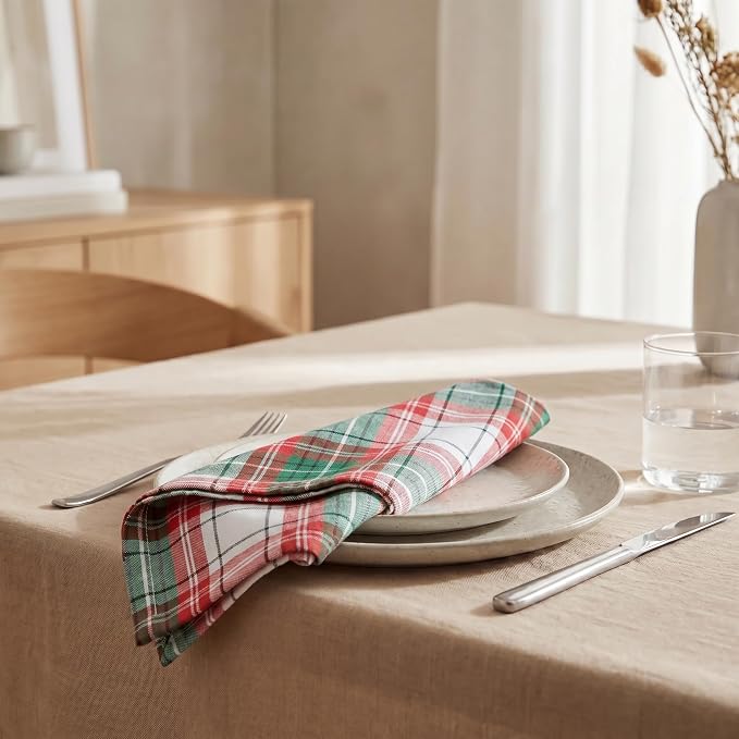 Urban Villa Cloth Napkins Cotton 20x20 (Set of 12) Christ Check - Image 4