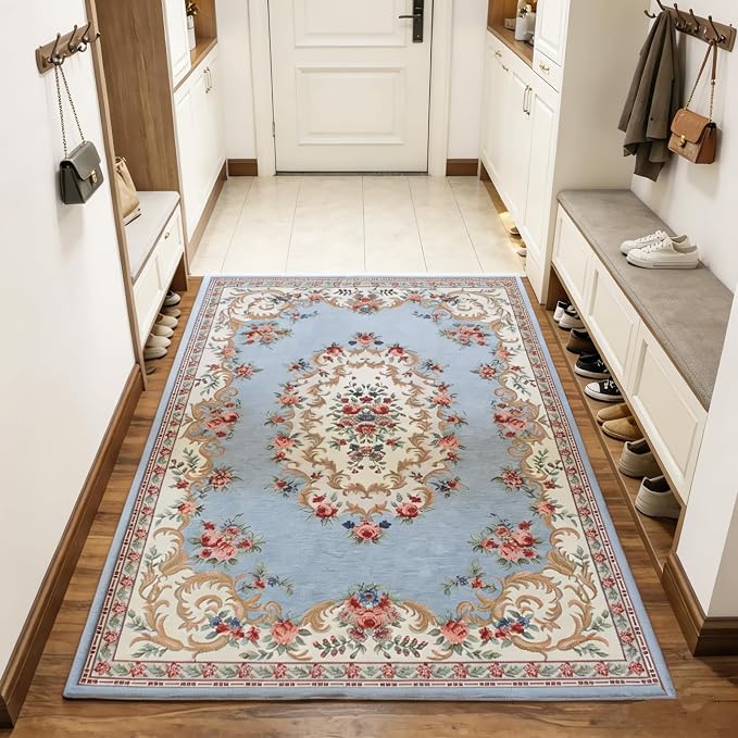 Home Decor Collection Rustic Floral Rugs Luxury Soft Modern Floor Rugs Carpet for Living Room, 2'7'' x 4', Luxury Blue by Ukeler