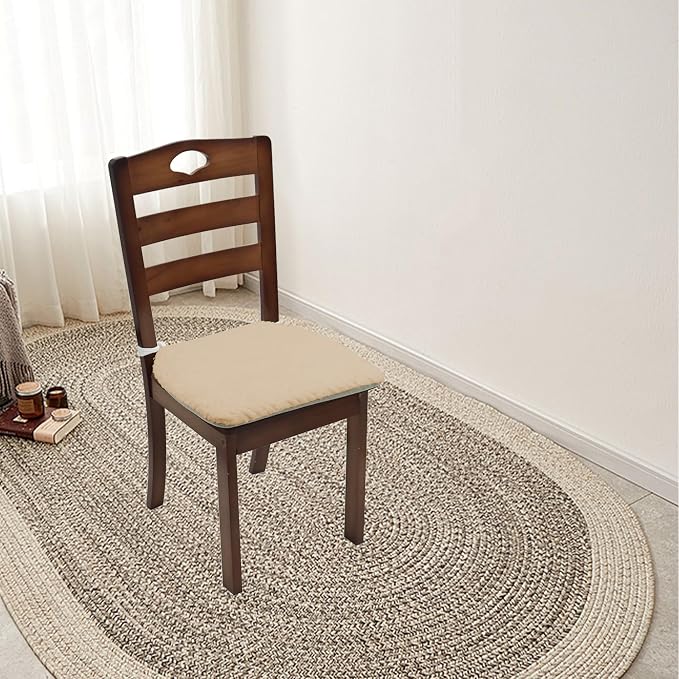 Plush Chair Cushion, Oval Chair Cushion Pad,Ultra Soft Nonslip Seat Pad,Comfortable Chair Cushion Cover,2PCS Memory Foam Chair Seat Cushion for Home Office Kitchen Dining Chairs Khaki - Image 7