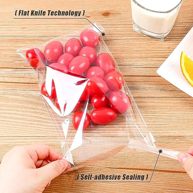 SUREHOME Cookie Bags Cellophane Clear Individual Treat for Cookies, 5x6 Inch Gift Giving Packaging, 100PCS Plastic Self Adhesive Wrappers Candy Bag - Image 2