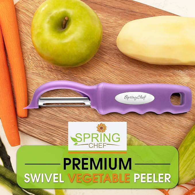 Spring Chef Swivel Vegetable Peeler for Kitchen w/Ergonomic Handle, Orchid | Premium Potato Peeler w/ Ultra Sharp Stainless Steel Blades, Multifunctional Veggie Peeler for Apple, Carrot, Cucumber, Fruit - Image 7