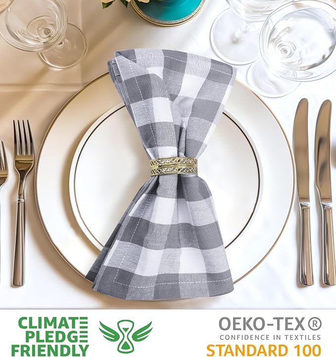 Urban Villa Cloth Napkins Cotton 20x20 (Set of 6) Grey - Image 3