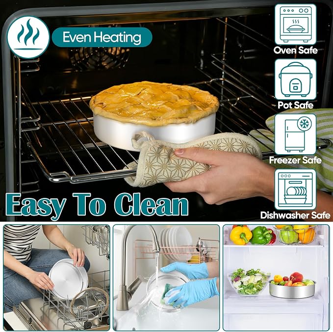 TeamFar 7 Inch Cake Pan Set of 2, Stainless Steel Round Cake Baking Pan | Layer Baking Tin for Birthday Wedding, Non-Toxic & Heavy-Duty, Mirror Finish & Leak Proof, Oven & Dishwasher Safe - Image 7