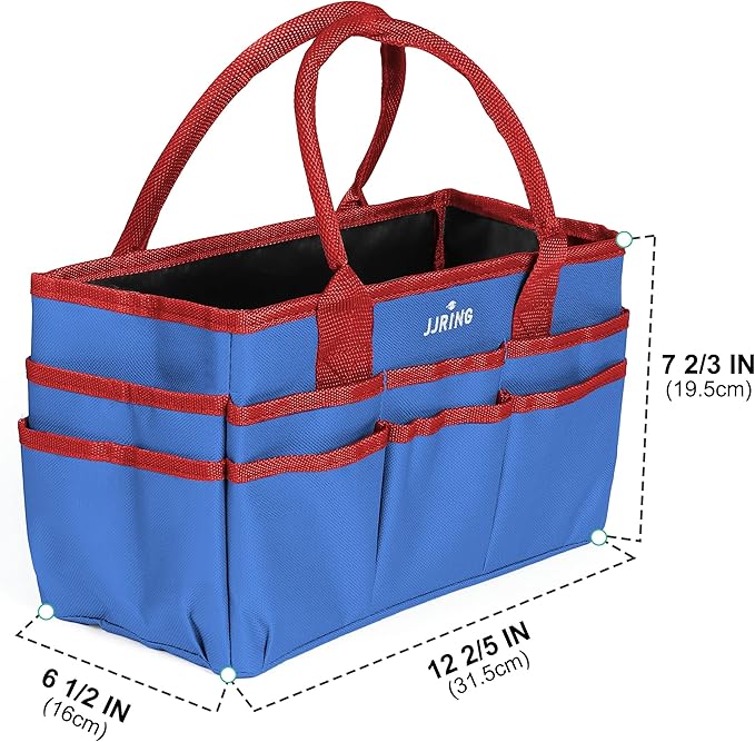 JJRING Craft and Art Tote - 600D Blue Nylon Fabric Art Sewing Organizer Bag with Pockets - for Craft, Scrapbooking, Medical, and Office Supplies Storage