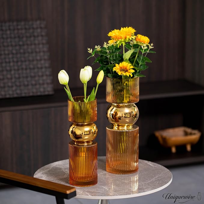 14-Inch Decorative Orange Tall Glass Vase - Modern Minimalist Decor for Parties, and Special Events - Perfect Centerpiece for Coffee Tables, Living Rooms, Dining Tables, Offices, and Farmhouse Decor - Image 4