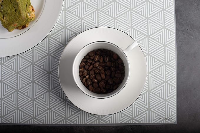 Mintrico placemat for Dining Table Set of 2 Silicone Heat Resistant Non Slip (2, White Triangle) … - Image 5