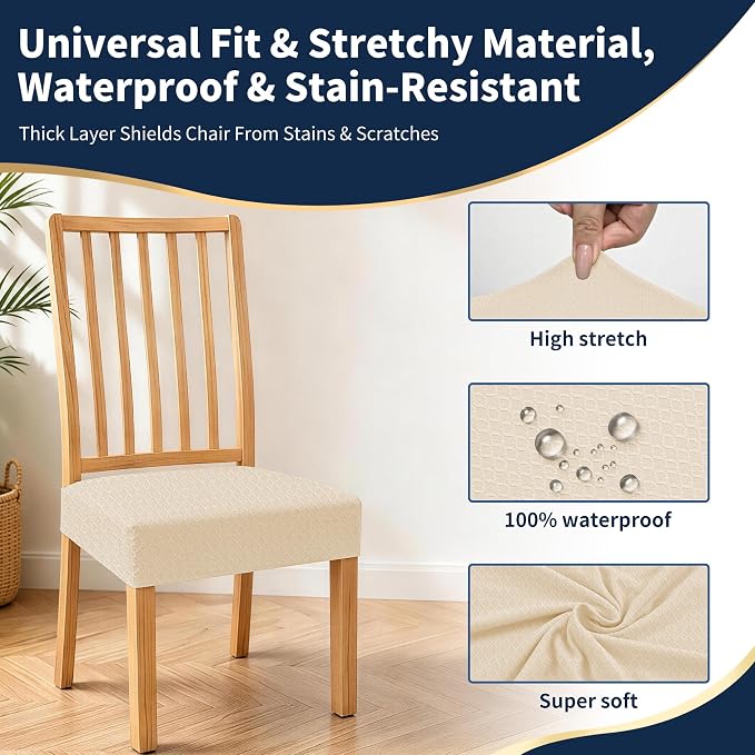BIETYONE Waterproof Dining Chair Covers, Stretch Seat Protector, Washable | 2 Pack, Waterproof, Stretch Fit, Washable, Spill Resistant, Soft, Dining Chair Covers, Seat Protector - Image 4