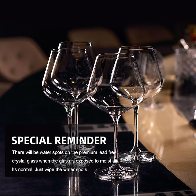 coccot Red Wine Glasses Set of 4, Hand Blown Italian Style Crystal Burgundy Wine Glasses, Lead-Free Premium Clear Glass [23 oz/650ml，4 Pack ] - Image 4