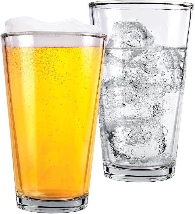 Kitchen Lux Pint Beer Glasses Set of 4 (16oz) Tall Clear Drinking Glasses | All Purpose Beer Glass Set – Heavy Base for Ale, Cocktail, Water, Juice – Pub Style Design For Home Dining, Bars, and Parties - Image 4