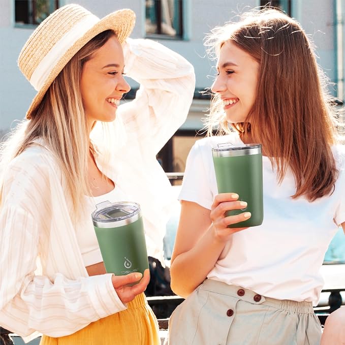 Ideus 20 oz Tumbler, Travel Coffee Mug with Splash Proof Sliding Lid, Double Wall Stainless Steel Vacuum Insulated Coffee Mug for Home and Office, Keep Beverages Hot or Cold, Avocado Green - Image 8