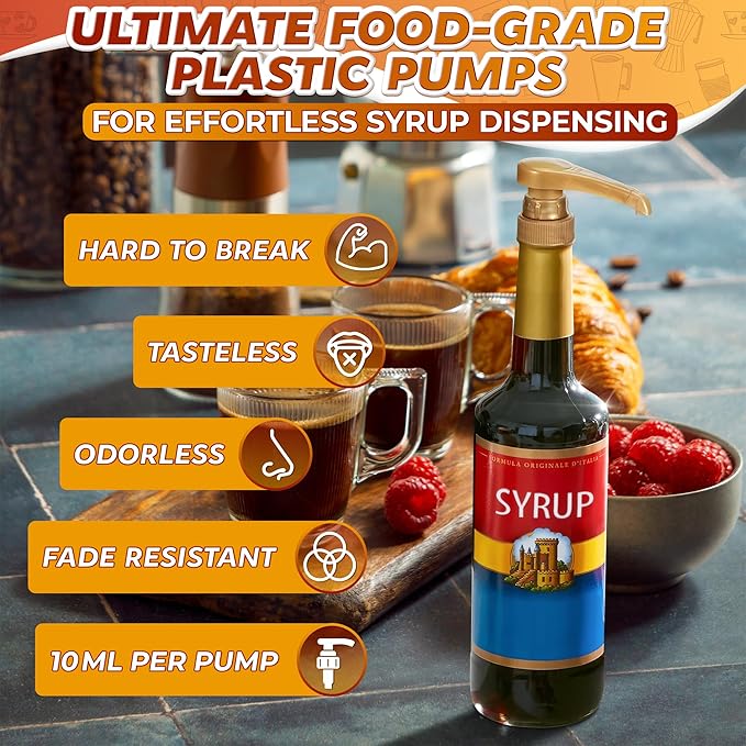 5 PCs Coffee Syrup Pump Dispenser - 9.25" Closed/11.54" Open Coffee Syrup Dispenser Pump - Lockable Mechanism, Fits Various 25.4 oz Bottles, Easy to Use & Clean, Suitable for Liquids & Pastes