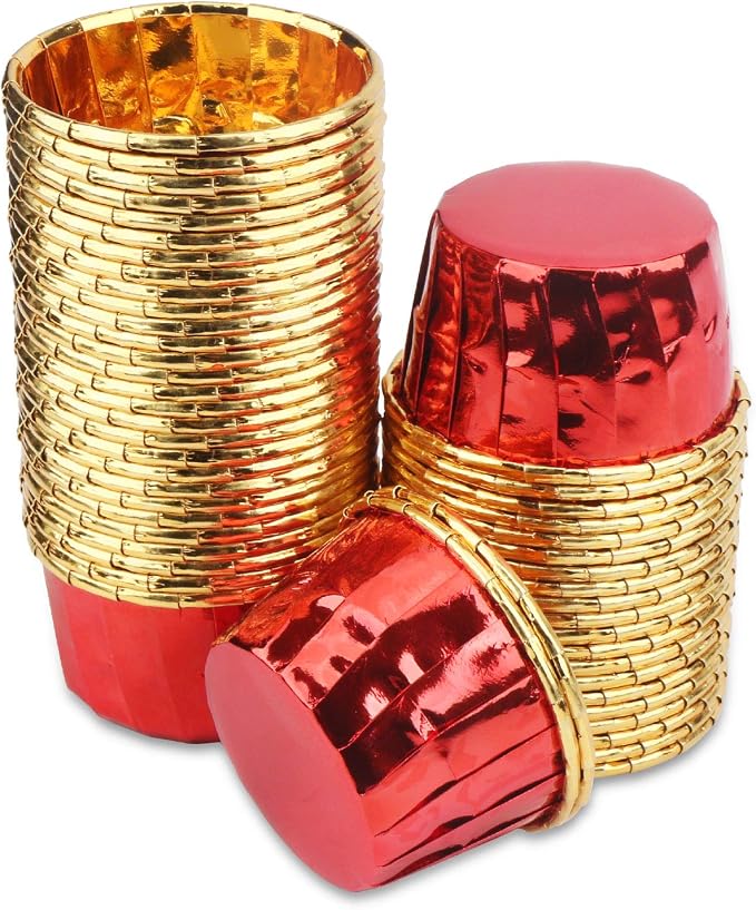 Cupcake Liner, Eusoar 50pcs 3.5 Ounce Disposable Pudding Holders, Muffin Liners, Aluminum Foil Baking Cups, Muffin Baking Cups, Foil Ramekins, Muffin Pan, Cupcake Wrappers, Cupcake Ramekin Holder Cups by EUSOAR