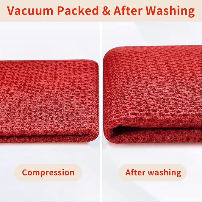 Homaxy 100% Cotton Waffle Weave Kitchen Dish Cloths 18-Pack, Red | 12 x 12 Inches, Ultra Soft Absorbent Dish Towels, Quick Drying Dish Rags with Hanging Loop - Image 7