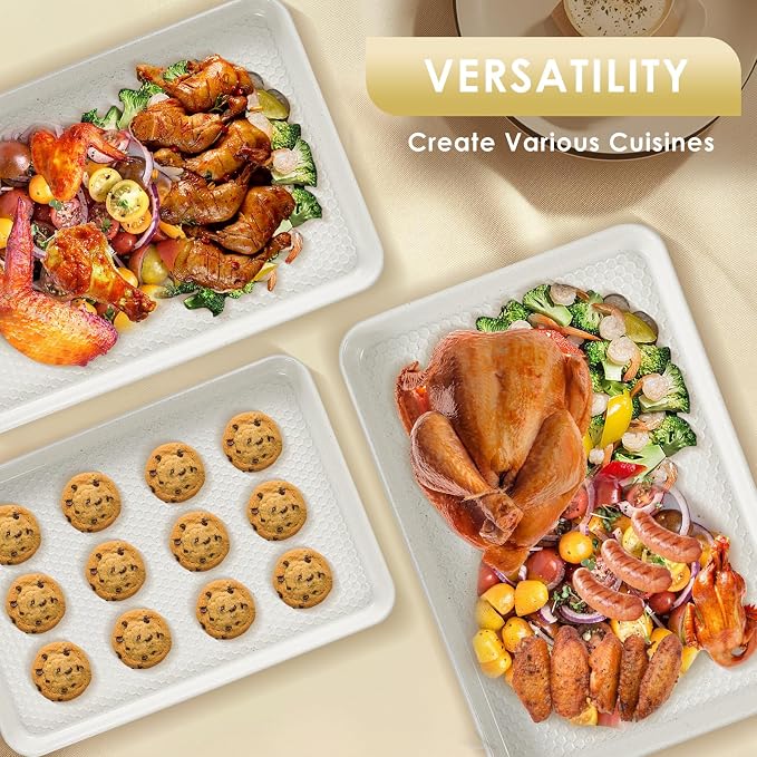 Baking Sheet Pan Set of 3, Nonstick Carbon Steel Cookie Sheets with Texture | Commercial Half/Quarter/Jelly Roll Pans Replacement Toaster Oven Tray, Heavy Duty & Easy Clean - Image 4