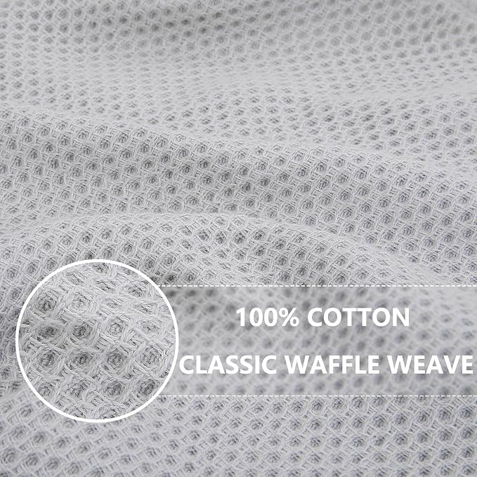 Homaxy 100% Cotton Oversized Waffle Weave Kitchen Towels 6-Pack, Light Gray | 20 x 28 Inches, Ultra Soft Absorbent Dish Towels, Quick Drying Large Cleaning Towels - Image 2