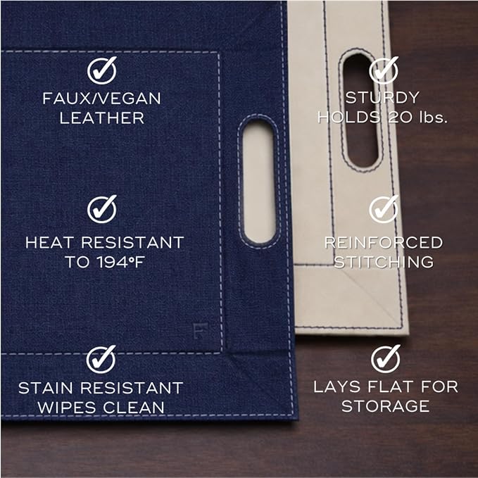 2-in-1 Serving Tray & Placemat | Faux Leather & Reversible | Lays Flat as a Placemat or Folds into an Ottoman Food Tray, Easy to Clean - Image 6