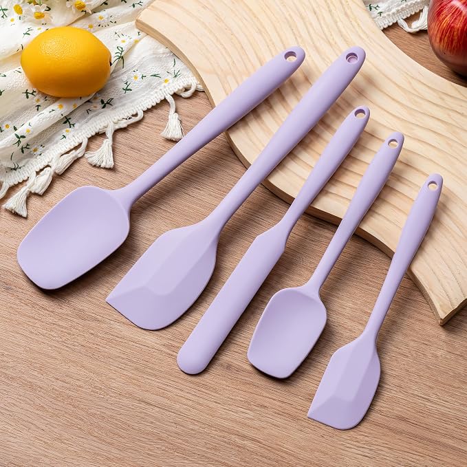 Silicone Spatula Set,5 Piece Food Grade Rubber Spatulas,Lavender | Spatulas Silicone Heat Resistant for Baking,Cooking,and Mixing High Heat Resistant Non Stick Dishwasher Safe BPA-Free - Image 7