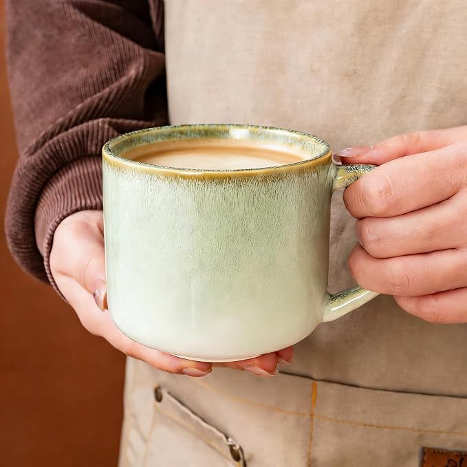 10 oz Ceramic Coffee Mugs Set of 4, Large Coffee Cups with Handles | Coffee Mug with Handles for Coffee, Tea, Cappuccino, Latte, Cocoa, Cereal, Mug Set Gift for Wedding, Microwave Safe - Image 3