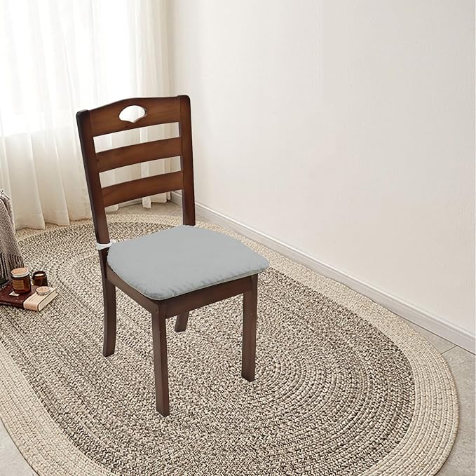 Plush Chair Cushion, Oval Chair Cushion Pad,Ultra Soft Nonslip Seat Pad,Comfortable Chair Cushion Cover,2PCS Memory Foam Chair Seat Cushion for Home Office Kitchen Dining Chairs Grey - Image 7